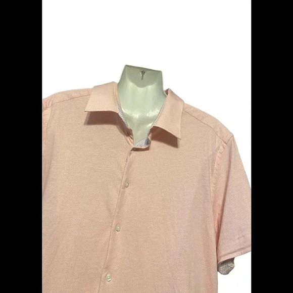 Stone Rose Pink Microdot Button Down Short Sleeve Shirt - Picture 3 of 8